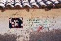 Dibujo del Che en una fachada de La Higuera