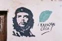 Dibujo del Che en una fachada de La Higuera